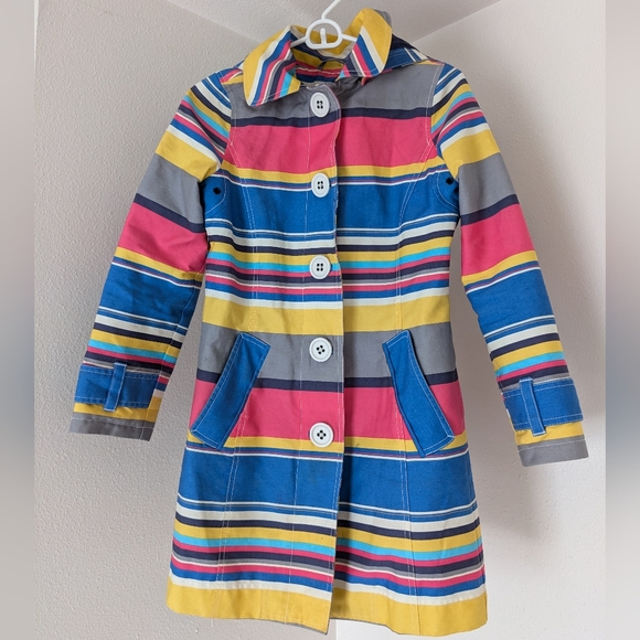 Boden Anya Waterproof Mac Striped Hooded Rain Coat - Picture 1 of 8